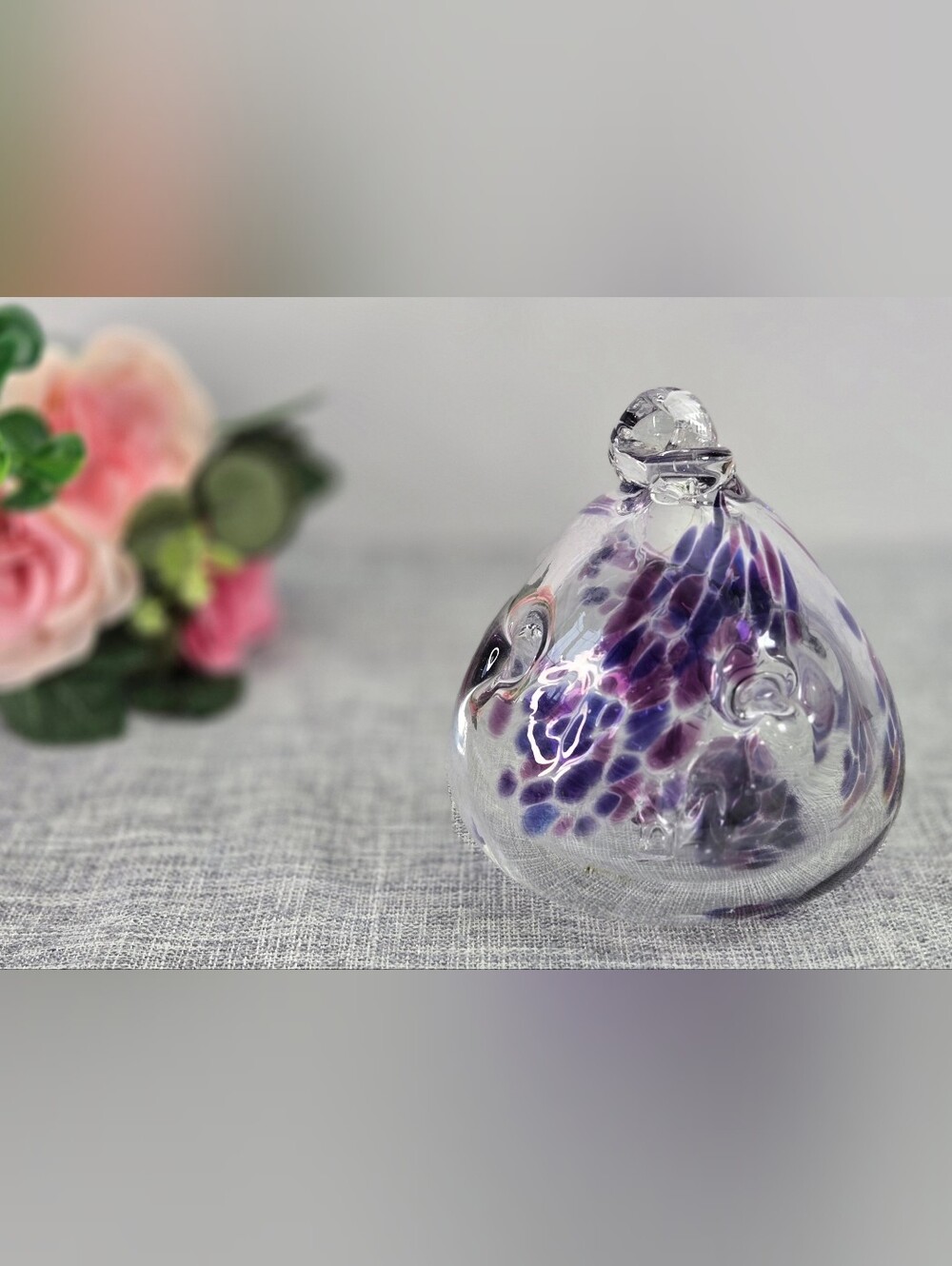Vintage Kitras Art Glass Hand Blown Large Witch Ball Globe 5” Purple Handblown
